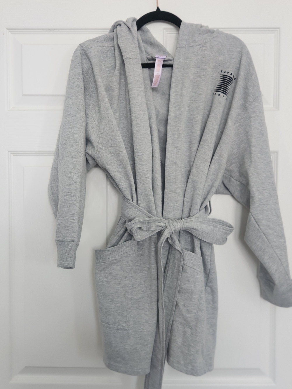 Savage X Fenty Light Gray Hooded Robe with Belt